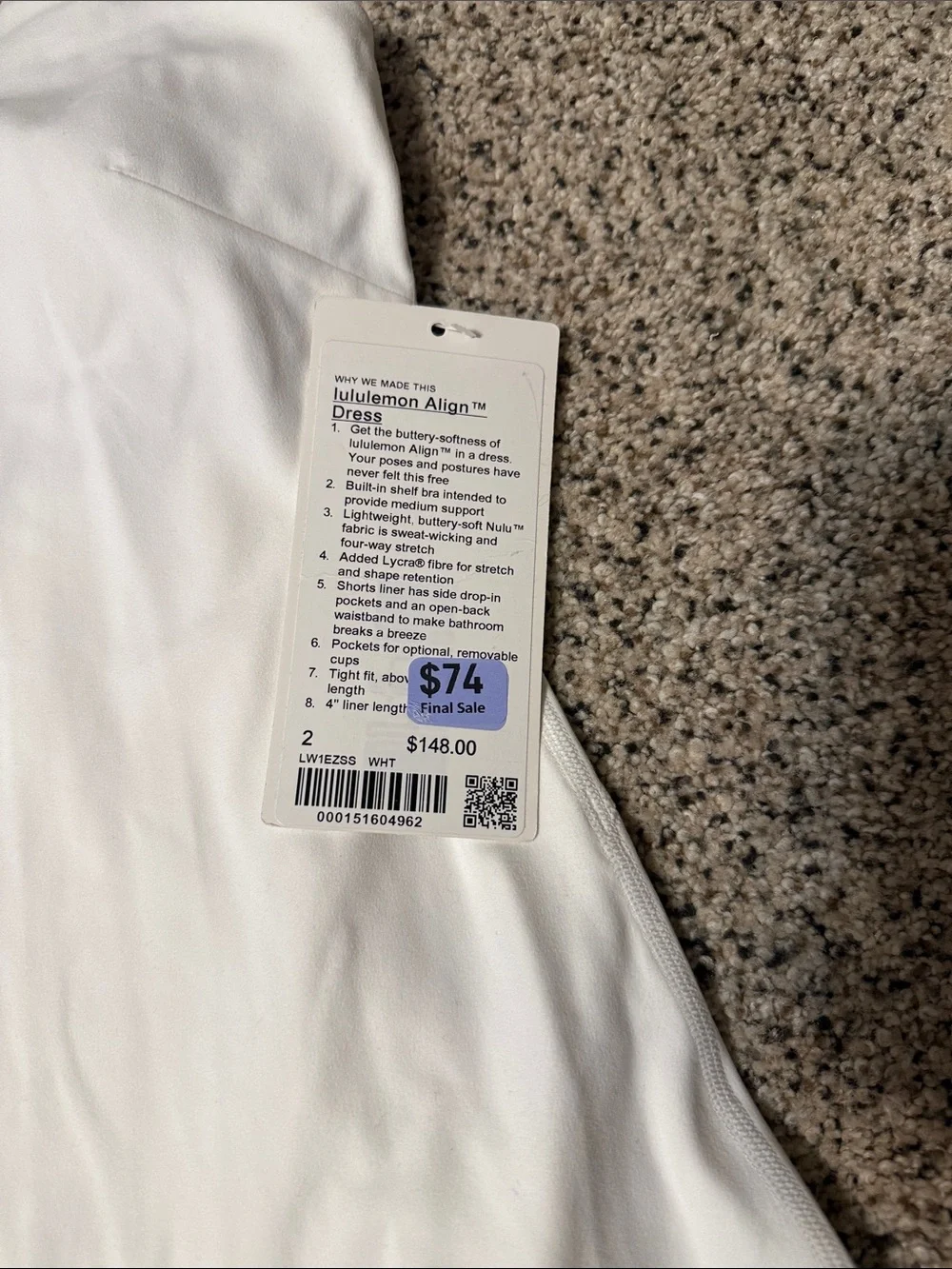 NWT lululemon athletica White Sleeveless Fit-and-Flare Active Dress